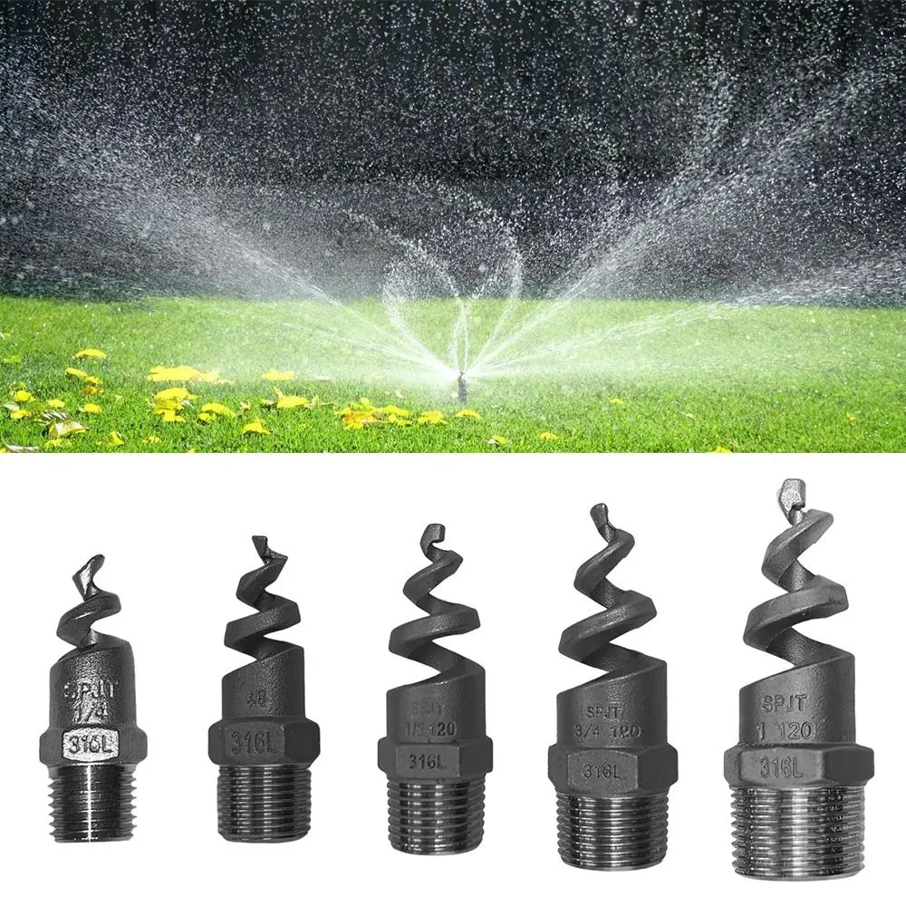 316L Stainless Steel Spiral Nozzle Silver Pipe Fitting Atomization Nozzle Joint Connector Male Thread Garden Spray Sprinkler
