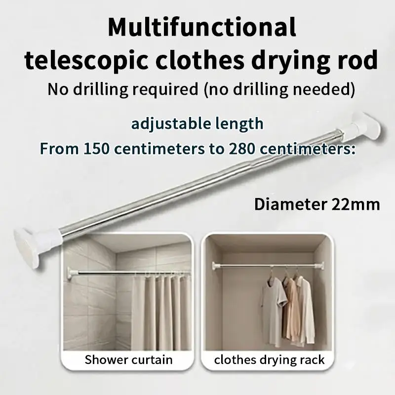Dry Extendable Rod Extendable Rod Without Holes Adjustable Shower Curtain Adjustable Pressure 70-120 90-160 110-200 150-280cm