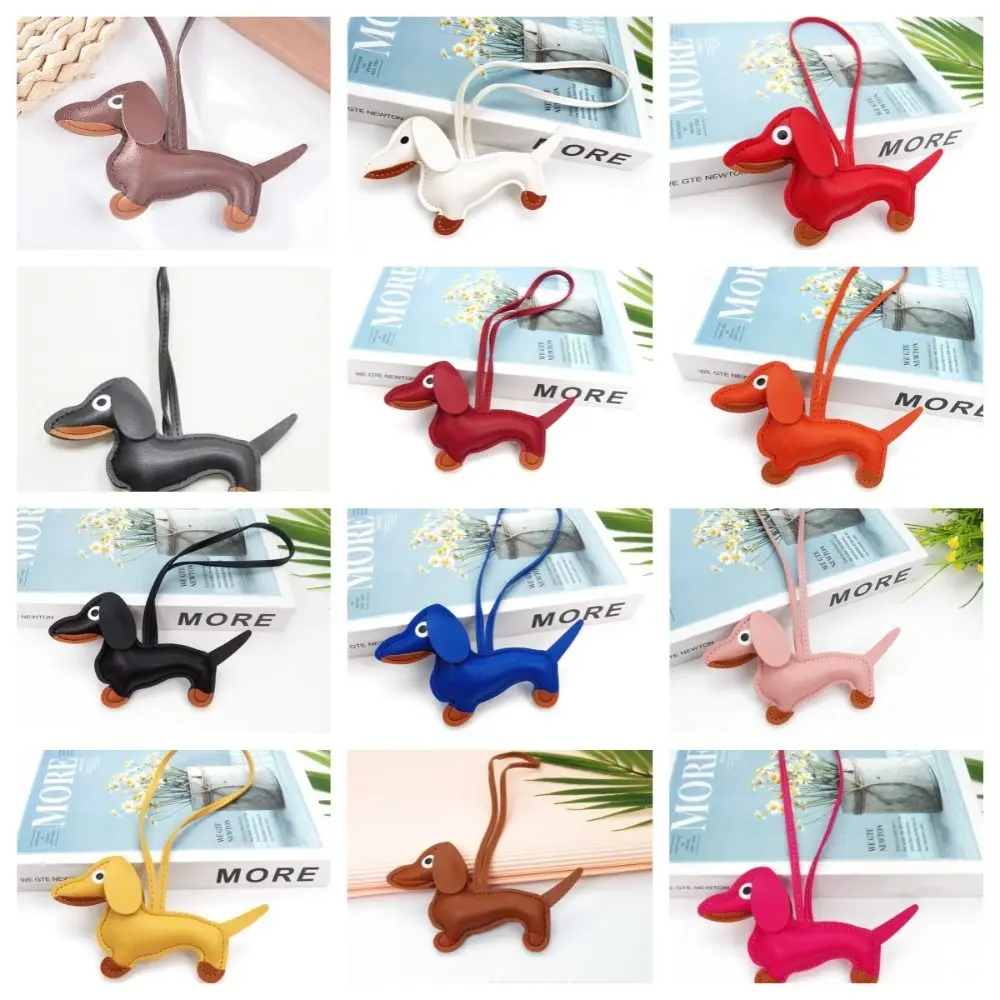 Cute Puppy Dachshund Keychain Multi-color Animal PU Leather Bag Pendant Fashion Cartoon PU Leather Hanger Bag Ornament