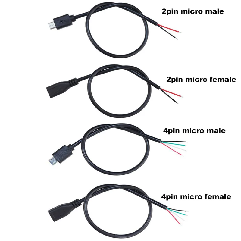 

1 шт./5 шт. Micro USB 2.0 A гнездовой разъем Android интерфейс 4-контактный 2-контактный штекерный женский кабель для зарядки данных разъем 30 см R23
