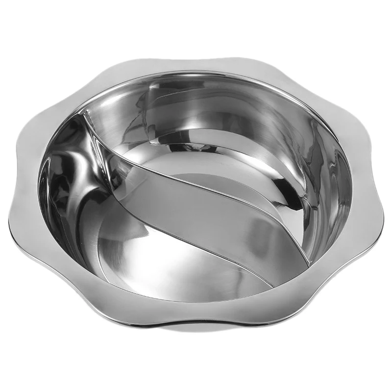 Stainless Steel Pot Octagonal Sun Pot Slow Stew Soup Pot Kitchen Cooking Double Grid Hot Pot Without Cover-30cm