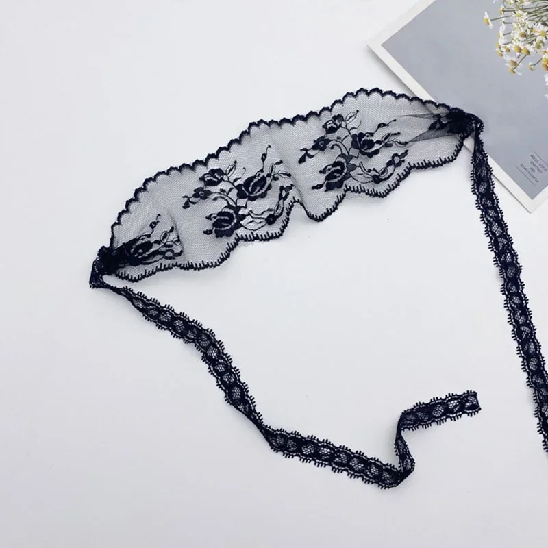 1pcs Lace Eye Mask For Women White Black Hollow-out Patch Blindfolds Adjustable Cosplay Prom Party Props Masks Game Mask image 6