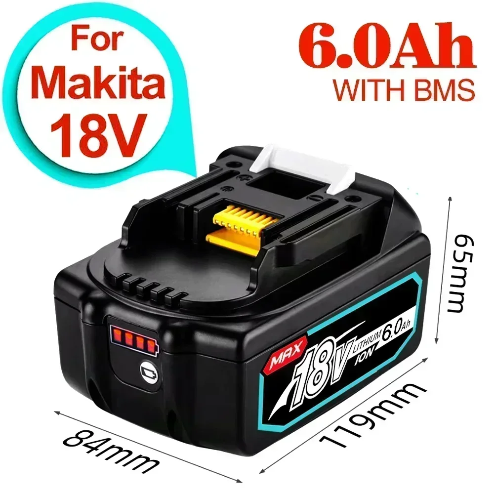 18V 6.0 8.0Ah Rechargeable Battery For Makita Power Tools with LED Li-ion Replacement LXT BL1860 1850 18 v 9 A 6000mAh