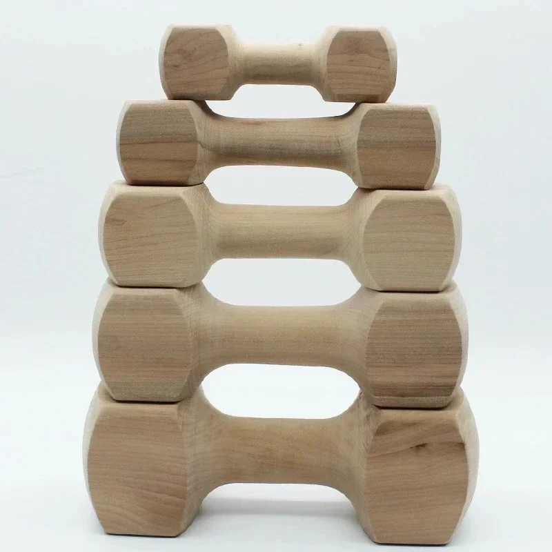 Creative New 2026 Safe Solid Wood Dumbbell Dog Chew Toy Durable Natural Wooden Teething Bone Toy For Puppy Small Medium Dogs