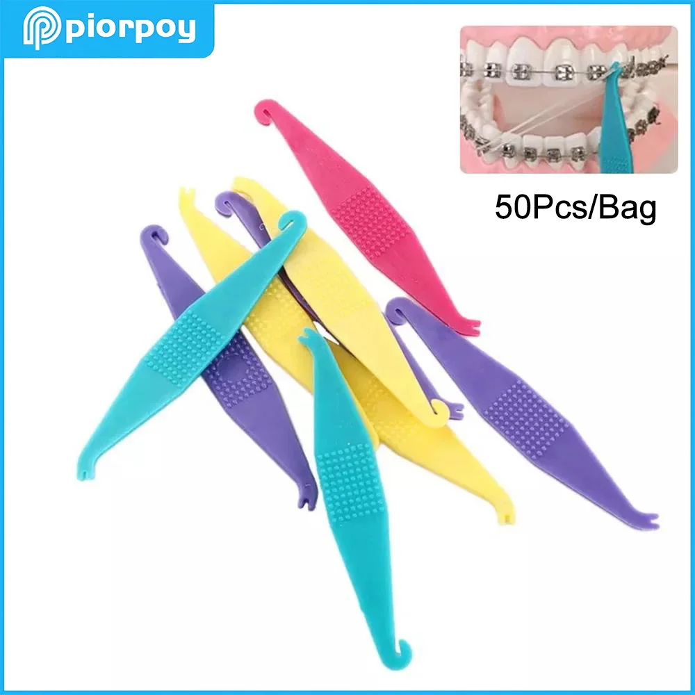 PIORPOY 50Pcs/Bag Dental Orthodontic Elastic Placer Bands Hook for Braces Multi-color Ortho Disposable Dentistry Accessories