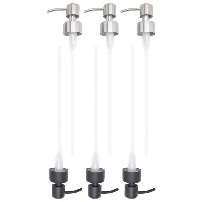 

6Pcs Stainless Steel Liquid Soap Dispenser Pump Replacement With Thread For Standard 28/400 Neck Size Nozzle & Tube Fast-