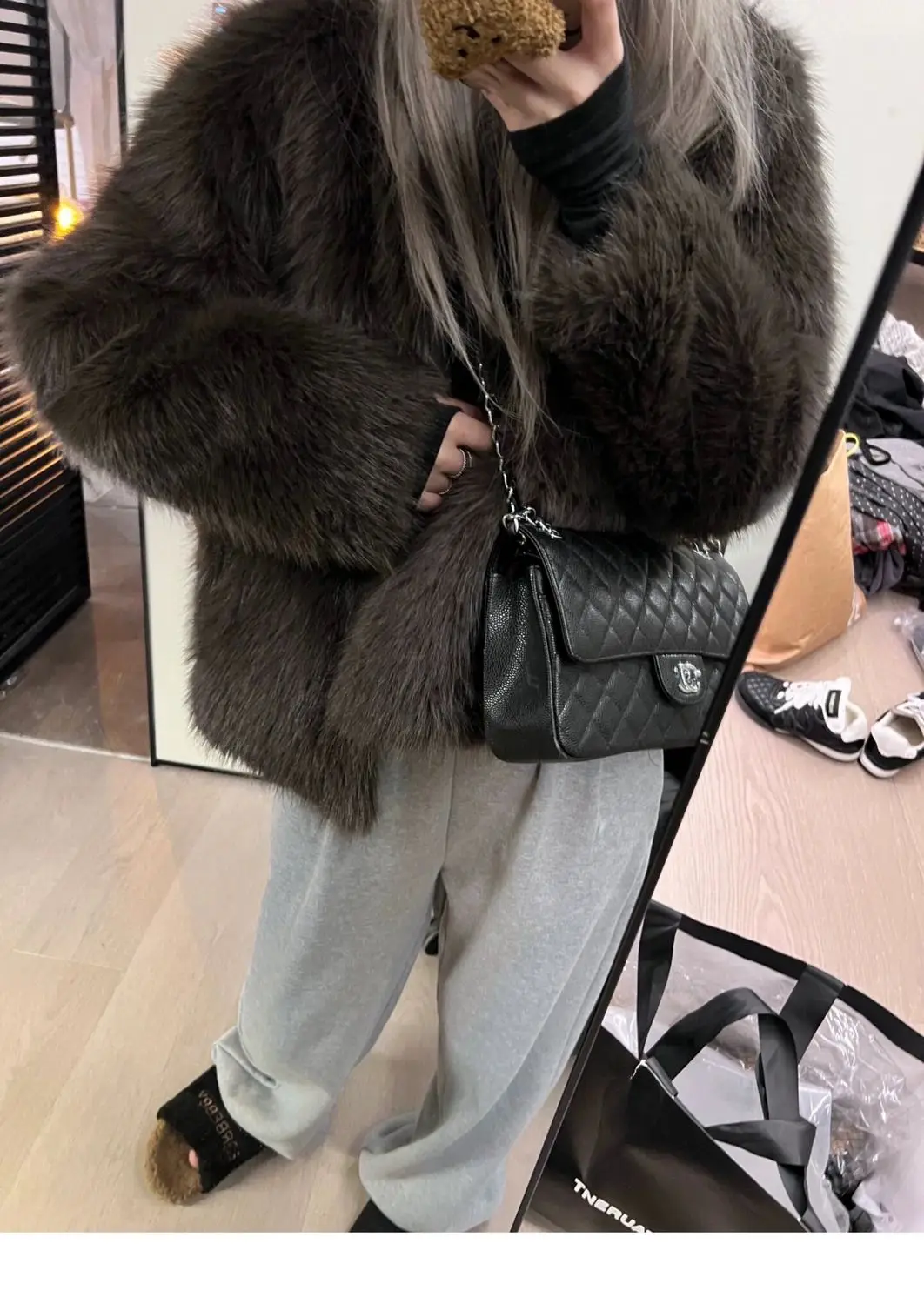 

Faux Fur Wrap Coats Womens Vacation Fancy Horn Cutting Wool Warm Strip Panelled Cuffs Buckles Elegant Suede Lace-Up Temperament