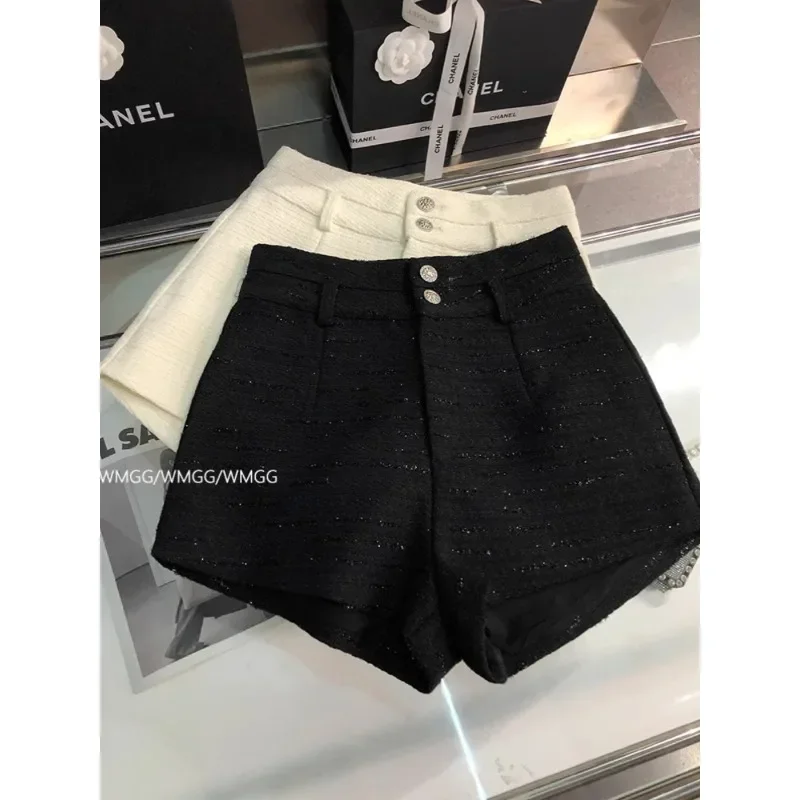 

Spring and Autumn Woolen Shorts Female Outer Wearing Black Casual Short Leggings 2024 New Elegant Woman High Waist Booty Shorts