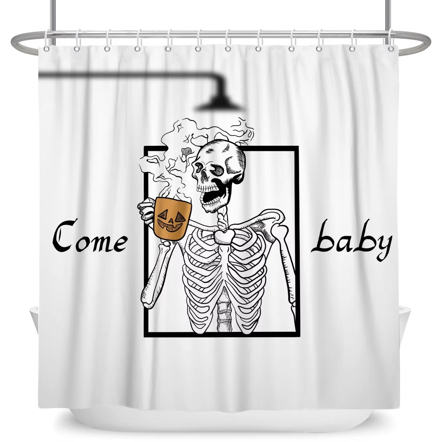 Halloween Shower Curtain for Bathroom Decor Scary Skull Haunted House Pumpkin Waterproof Polyester Bath Curtains Bathtub Screen