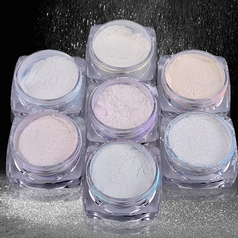 Witte Aurora Chrome Parel Nagels Glitter Poeder Shimmer Zeemeermin Pigment Stof Poeder Voor Nail Art charms Decoraties accessoires