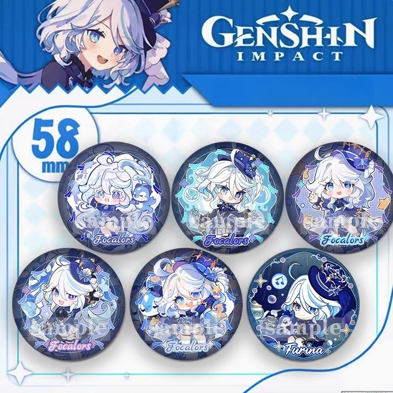 

Genshin Impact Furina Beautifully Kawaii Laser Badge Premium Popular High Quality Fantasy Figurines Video Game Decorative Item