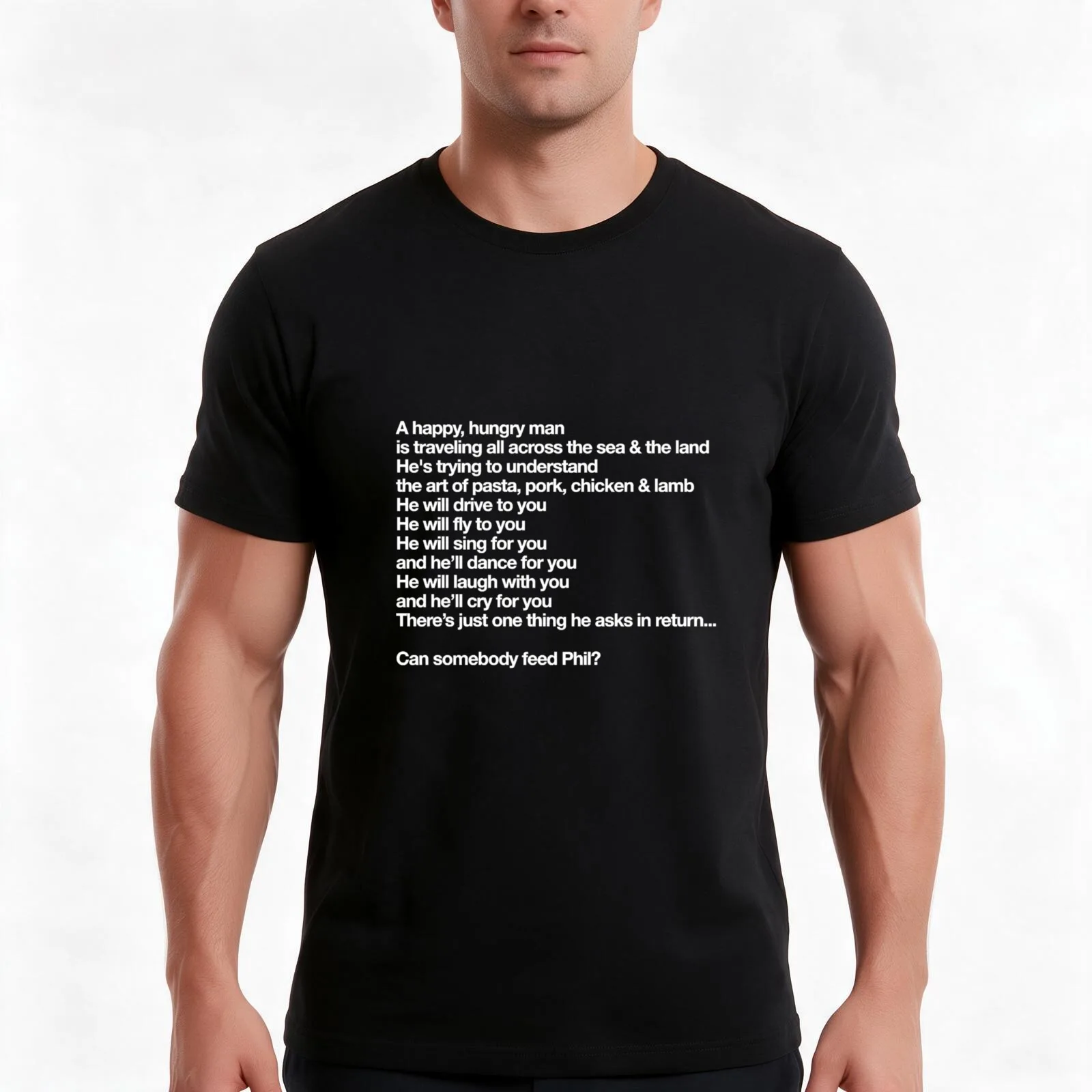 Somebody Feed Phil Theme Lyrics - A Happy T-Shirt, Summer Casual Cotton Tee, Oversized Streetwear Tops, Vintage Graphic Print