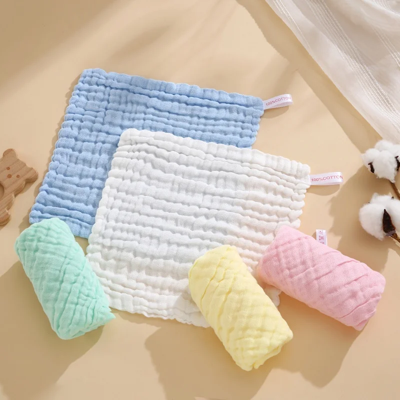 1/5Pcs 6-Layer Pure Cotton Baby Cotton Washcloth Soft Gauze Cotton Newborn Burp Cloth Absorbent Baby Towels Square Towels
