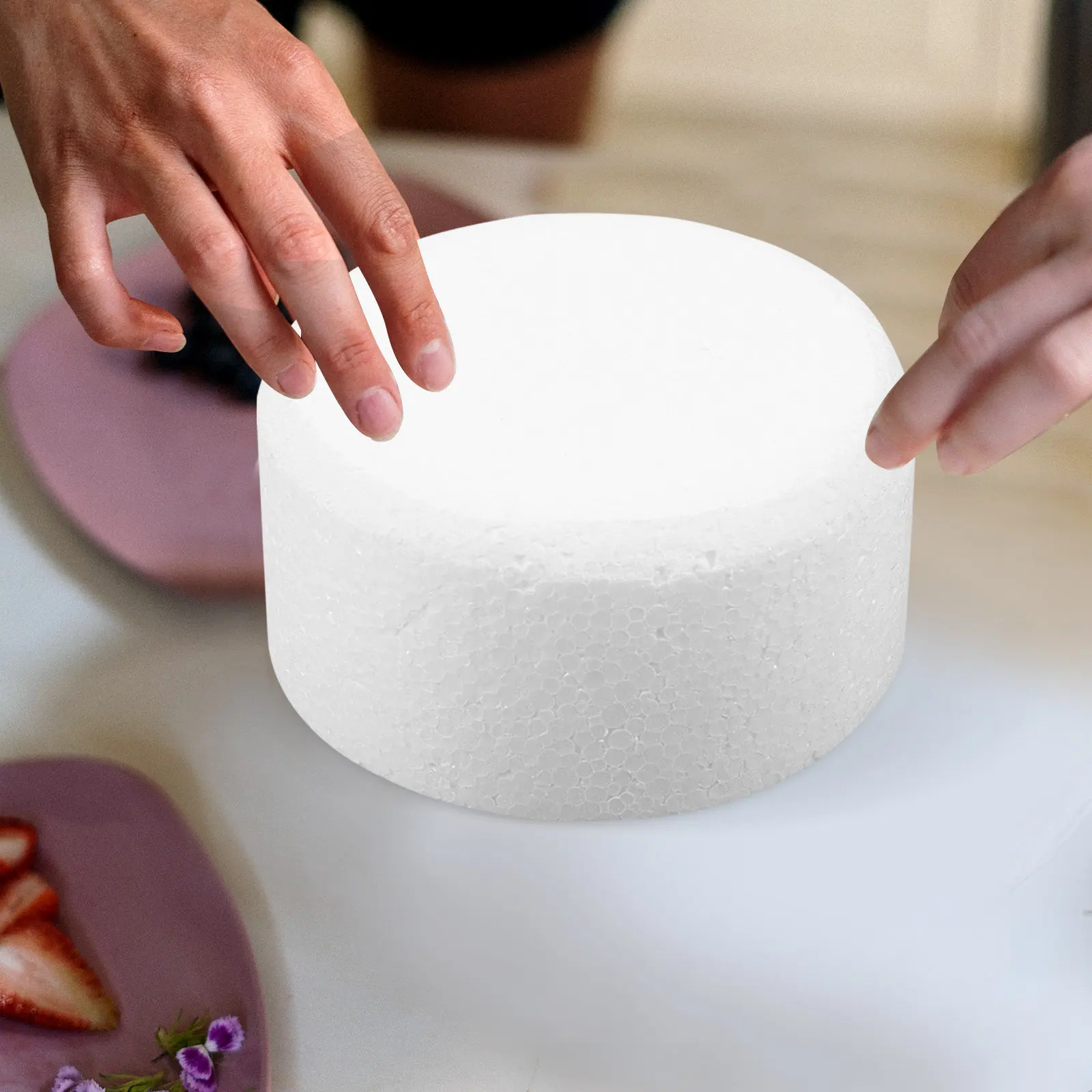4Pcs Round Foam Cake Dummy Cake Decorating Practice Props DIY Display Tools Baking Supplies Lightweight Portable Accessories