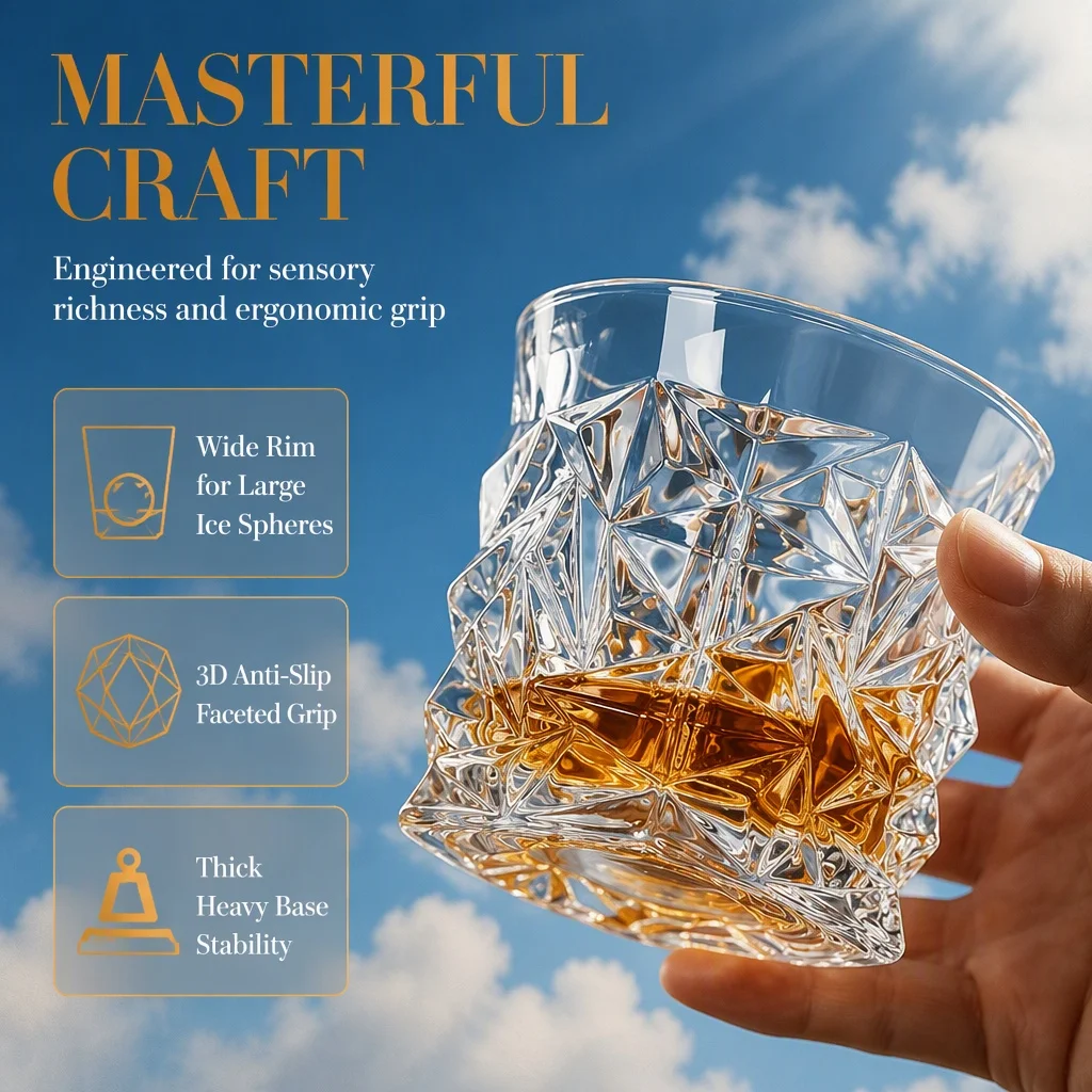 9cm French Style Glacier Whisky Glass Iceberg Cup Tumbler Elegant Collection Display Decorative Showpiece Memorabilia Home Gift