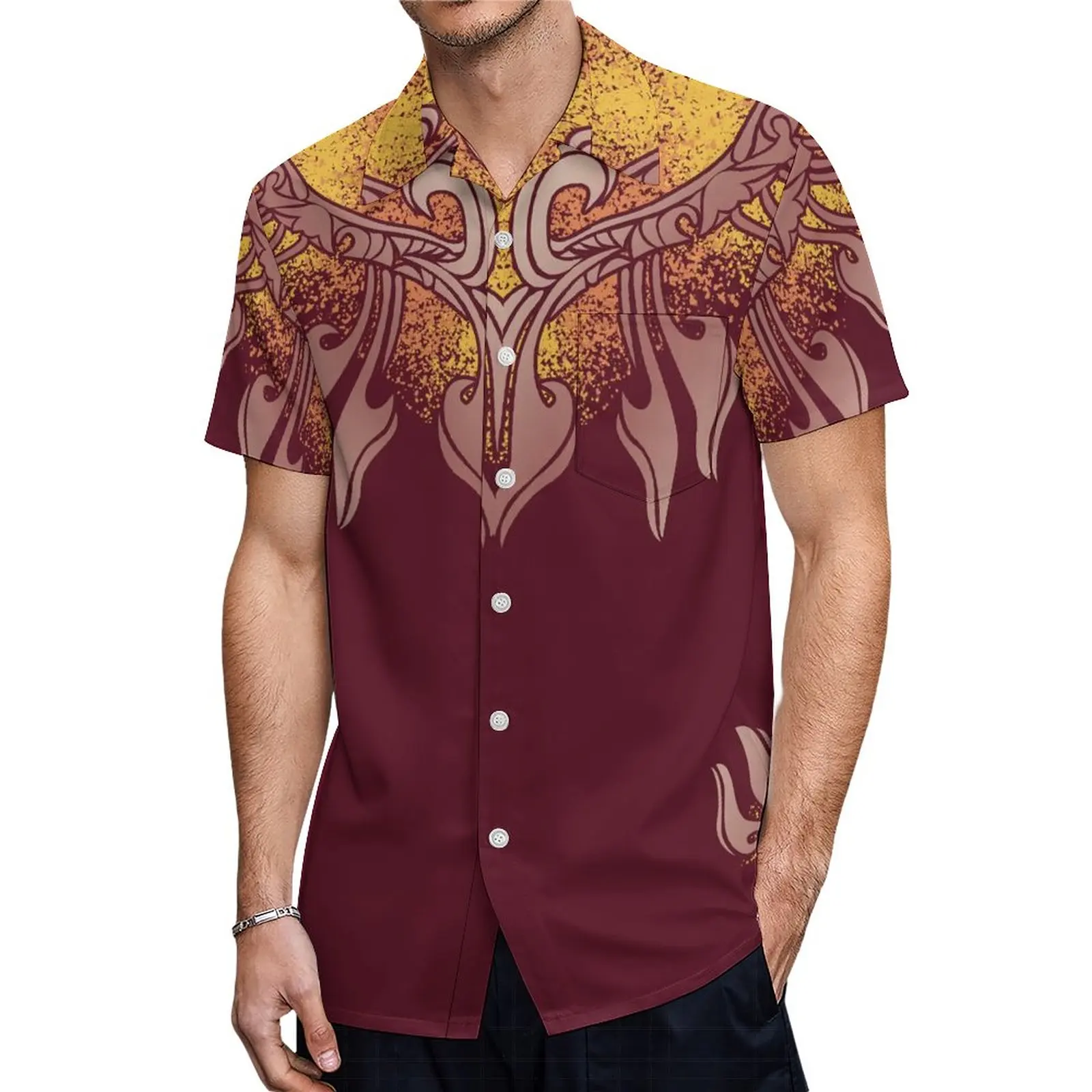 Polynesische Stam Puletasi Print Custom Mode Paar Dames Elegante Jurk Met Heren Top Gratis Verzending