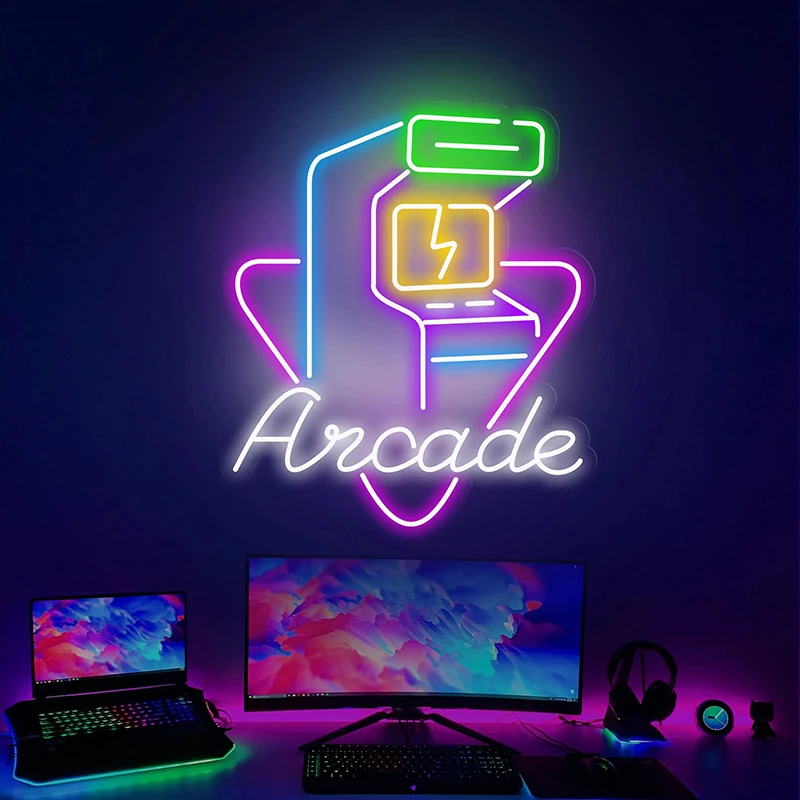 Imagem -03 - Arcade Game Neon Sign For Bedroom Decor Custom Shop Signage Logotipo do Negócio Luz Led Bar Luz Decorativa Noturna Sala de Jogos