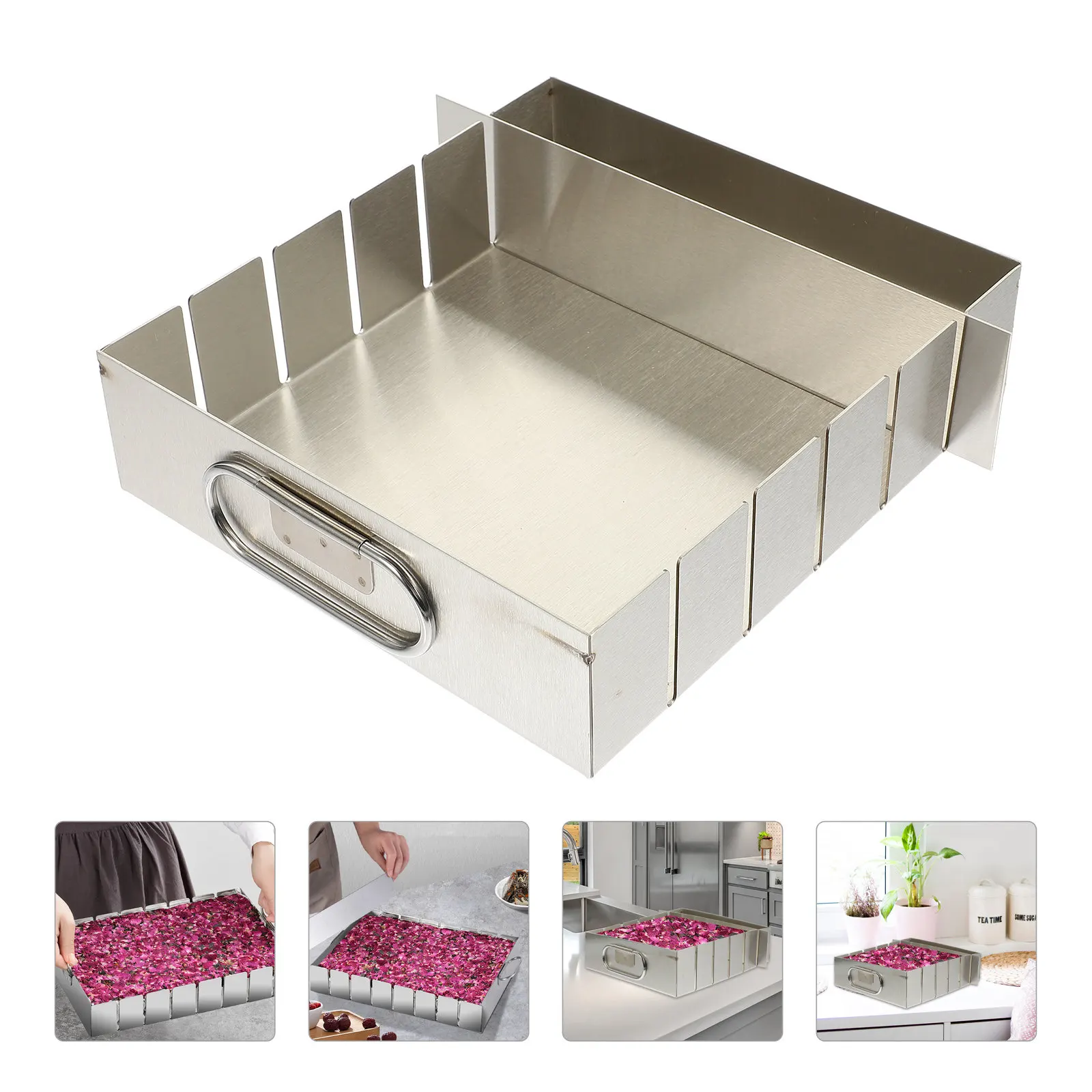 

Nougat Candy Making Mold Cake Pan, Stainless Steel Mousse Cake Cutter Baking Mold Pastry Tool Cutting Strip Slitter Split Case