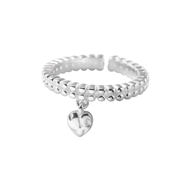 Women's Irregular Adjustable 925 Sterling Silver Heart Ring