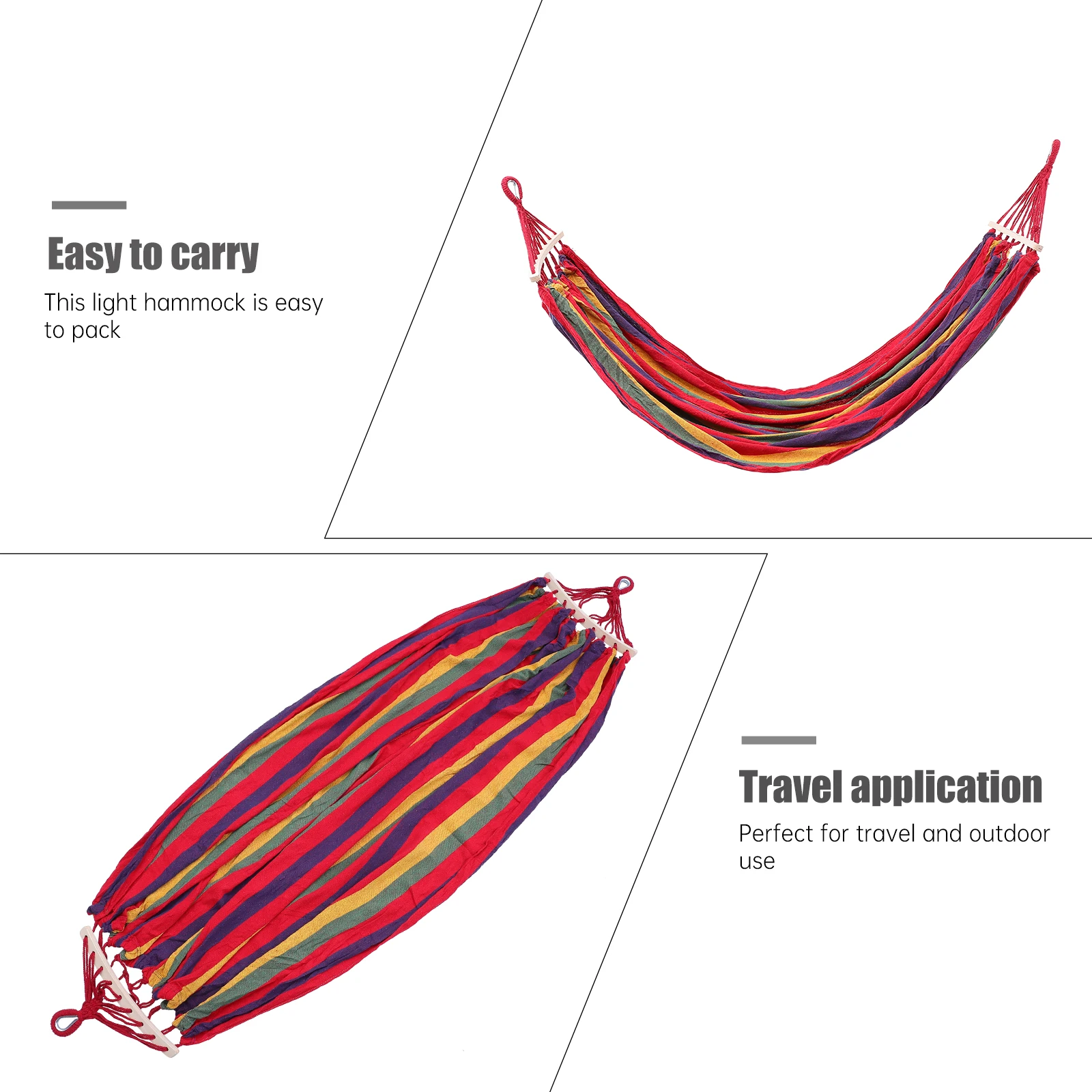 

Outdoor Canvas Rod Single Garden Camping Travel Travel Garden Striped Canvas Hammock Hammock Swing Portable Durable