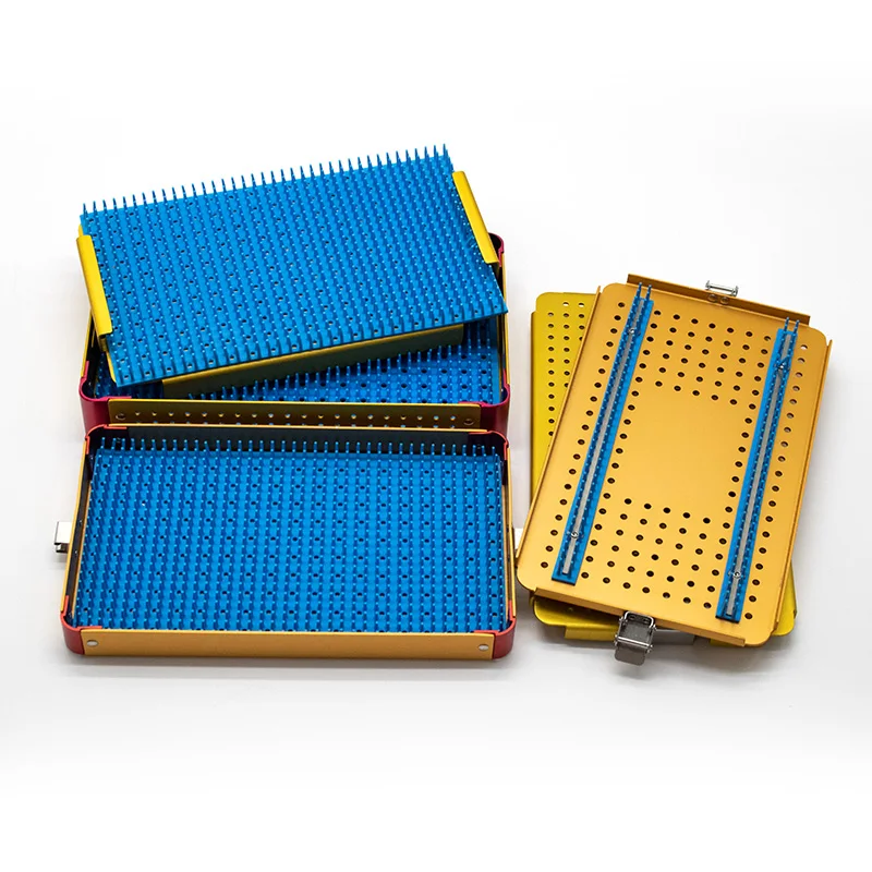 

Sterilization Tray Case Disinfection Box Autoclavable with Silicone Pad eye Surgical instrument