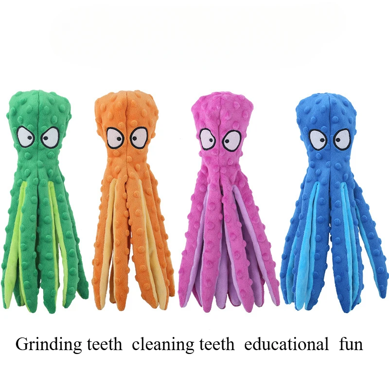 Плюшевая игрушка для домашних животных, интерактивная игрушка для собак-осьминога, неразрушимая, устойчивая к укусам, звуковая, скрипучая игрушка для щенков, осьминог, погремушка для собак, принадлежности для игрушек