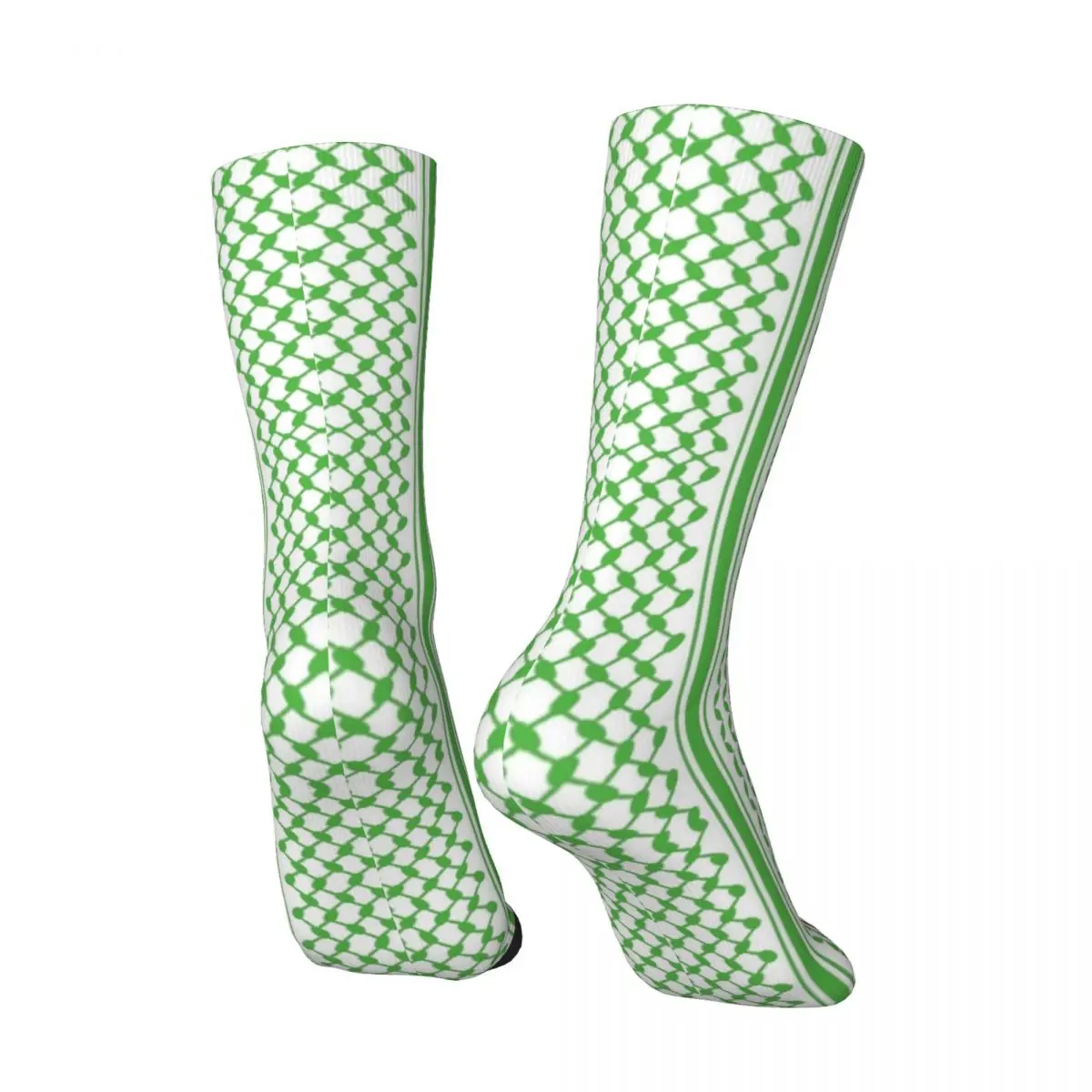 Women Men Socks Green Colors Vertical Keffiyeh In White Stockings Autumn Gothic Breathable Socks Sports Anti Bacterial Socks