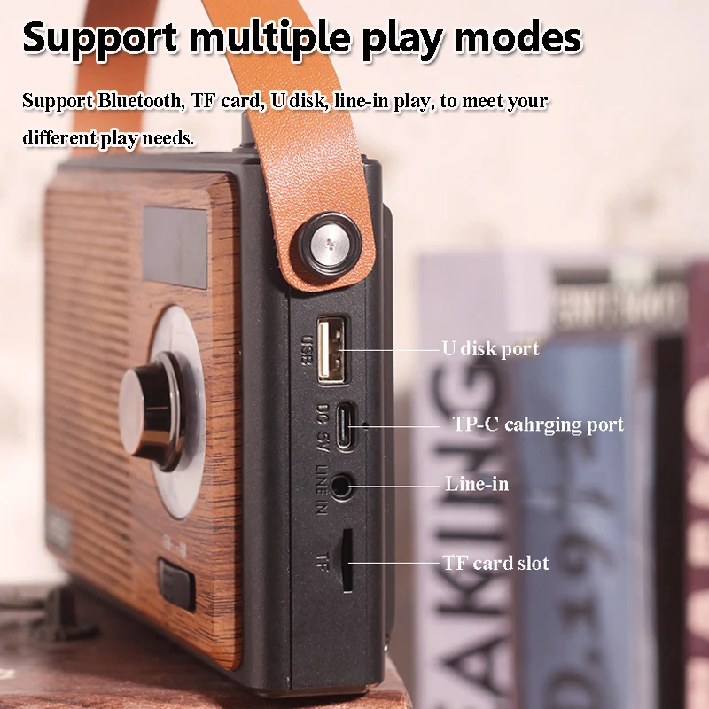 المحمولة خمر راديو FM AM الكلاسيكية الرجعية ضبط أجهزة الراديو اللاسلكية Hifi بلوتوث 5.4 المتكلم TF بطاقة U القرص مشغل موسيقى MP3
