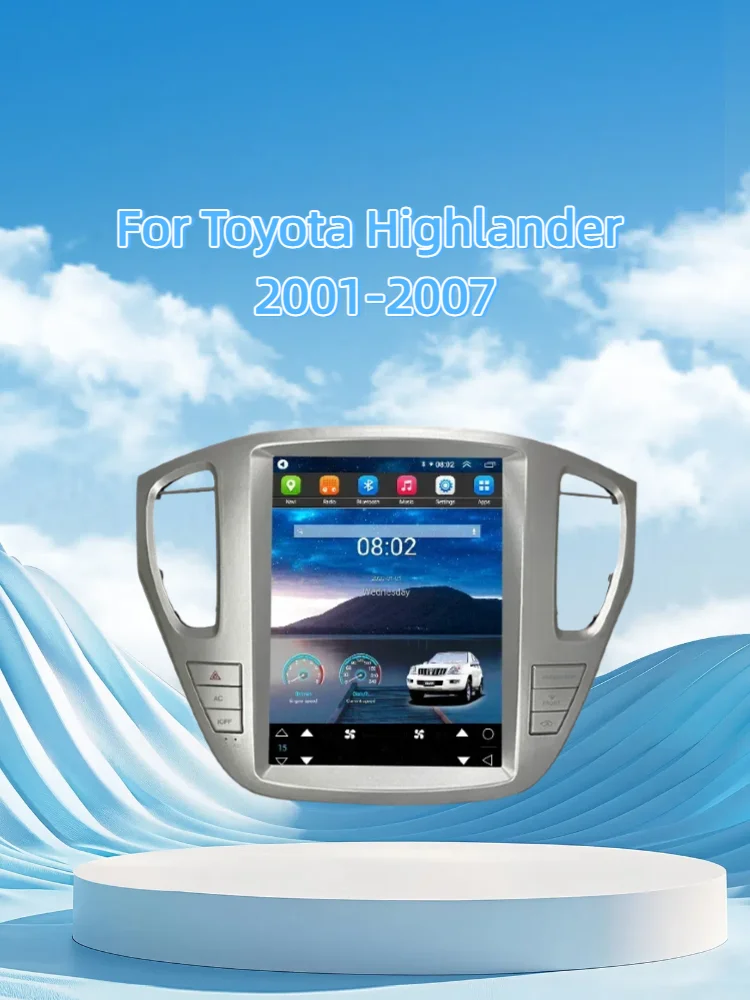 12.1 Inch Tesla Vertical Screen Android 14 Car Stereo GPS Navigation BT Multimedia Video Player For Toyota Highlander Kluger 200