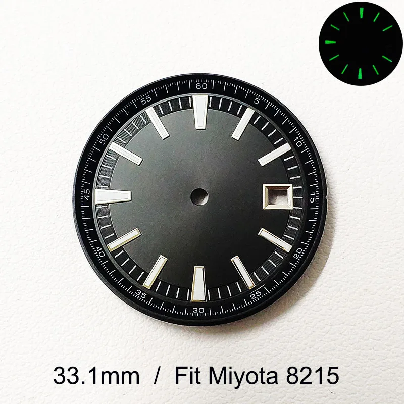 Miyota 8215 Sterile Dial Modified By V&C 4500V/110A Watch Dials 33.1mm Custom S Logo DIY Logo Green Luminous Watch Accessories