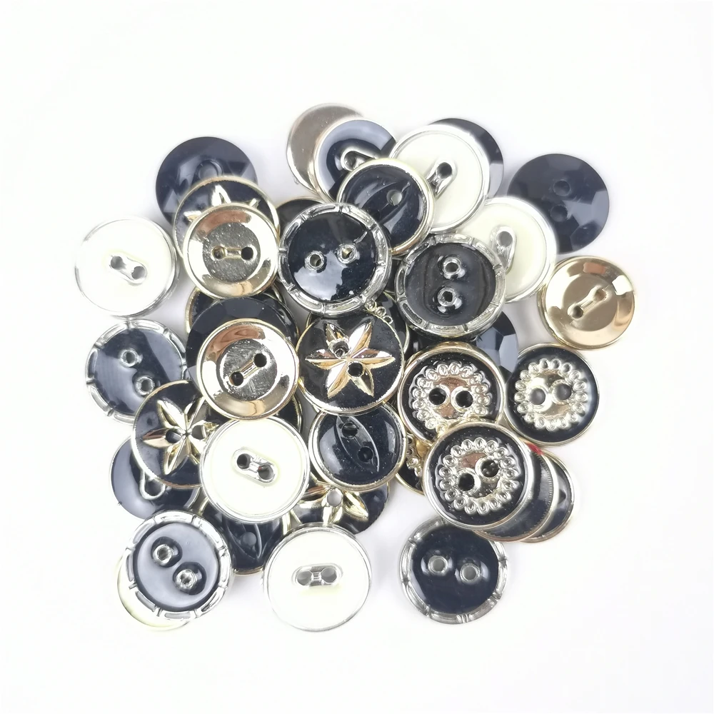 30pcs 10-13mm 2 Holes Round Resin Flatback Plastic Buttons For Kids Sewing Accession Fit Sewing Scrapbooking DIY Black Button