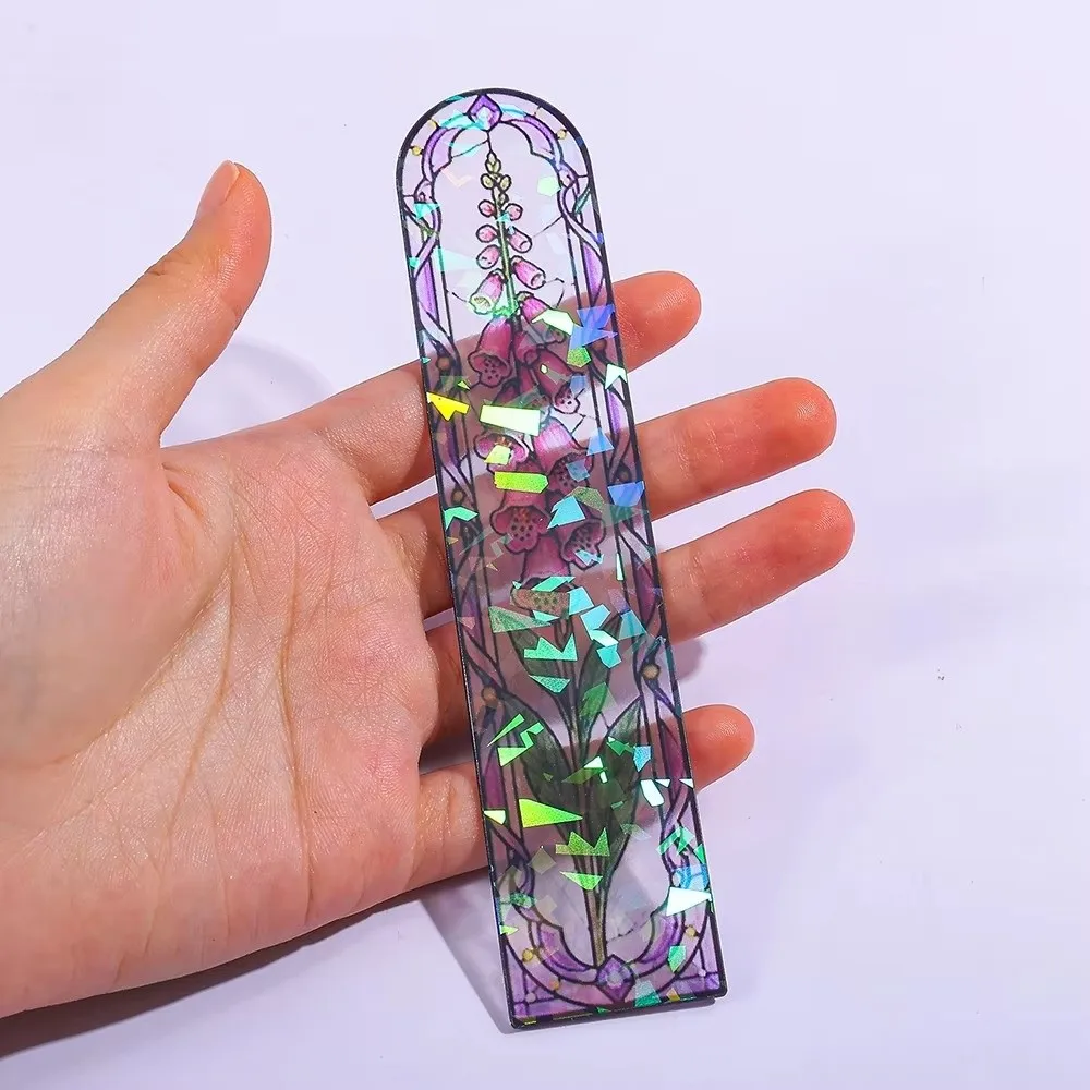 Elegant European Style Acrylic Bookmark Transparent Dazzling Glass Bookmark Artistic Color Window Laser Bookmark For Students