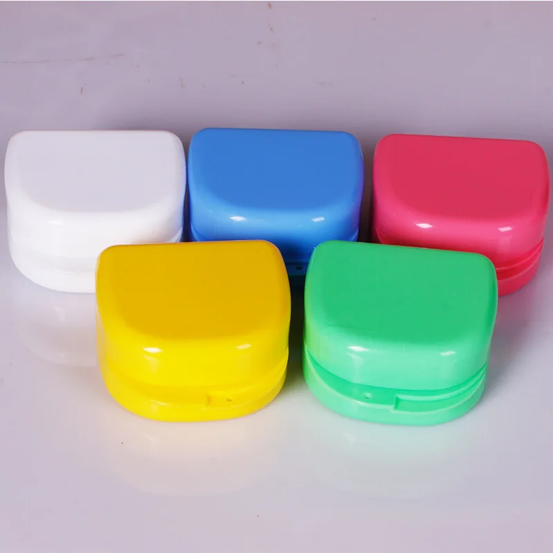 10pcs Denture Tray Box Dental Orthodontic Braces Retainer Case Dental Denture Box False Teeth Protective Case