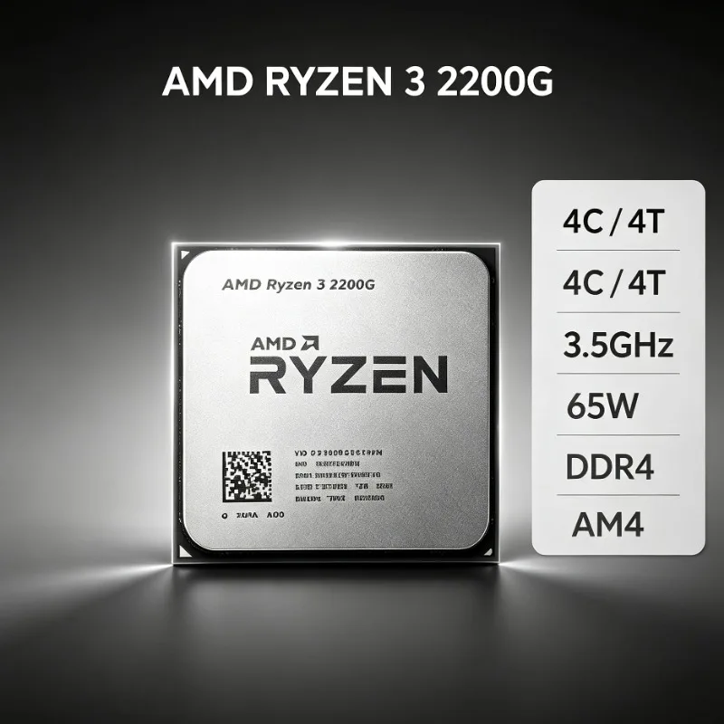 AMD Ryzen 3 2200G 4Core 4Thread 3.5GHz AM4 Desktop Processor APU Radeon Vega 8 Graphics CPU