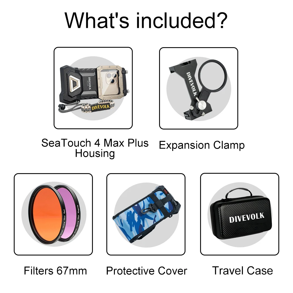 DIVEVOLK SeaTouch 4 MAX Plus Expansion Clamp and Diving Filter Kit  for IPhone and Android Smartphone