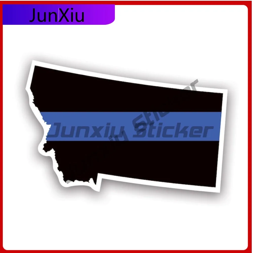 

Montana State Shaped The Thin Blue Line Sticker Uv Protected Decals Police First Responder Law Enforcement Support Mt State Flag