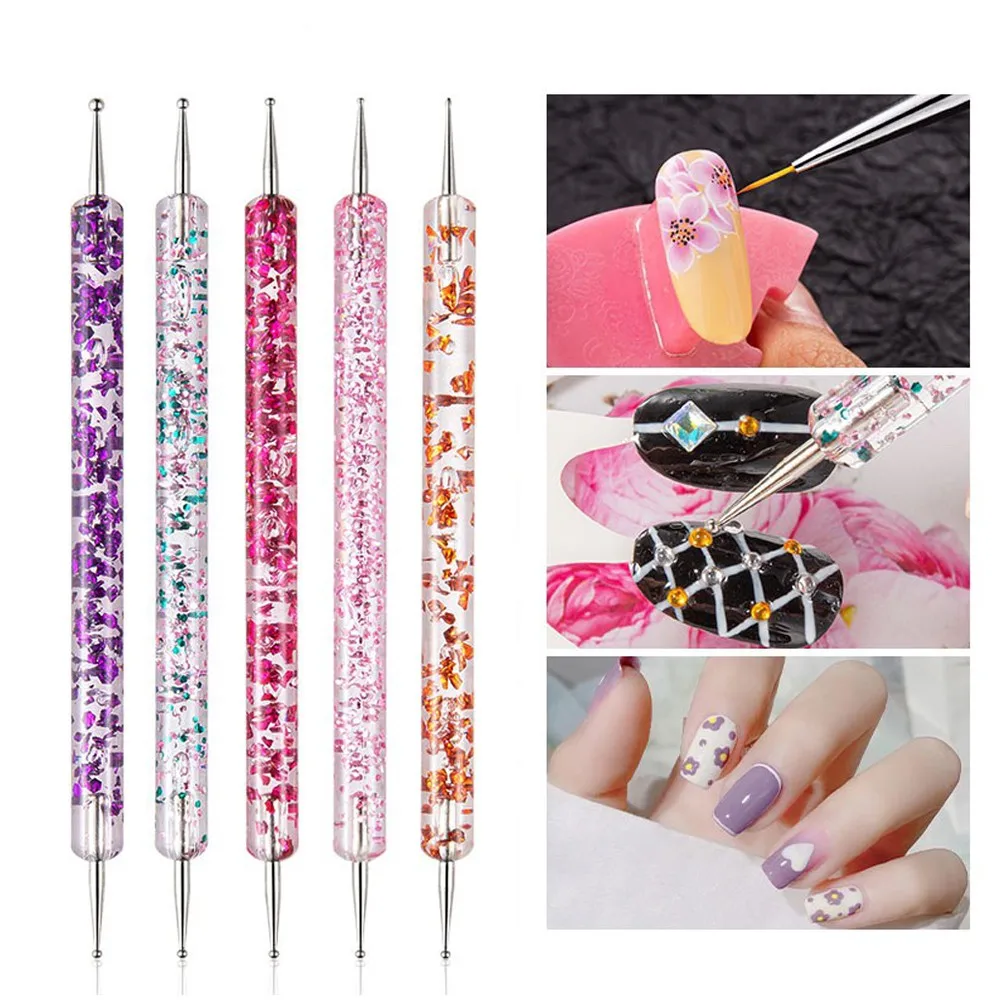 Professional Acrílico Nail Brush Set, 3D Nail Art Brushes, Dotting Desenho Pintura, Gel UV Builder, Carving Pen, DIY Beauty Man, 5pcs