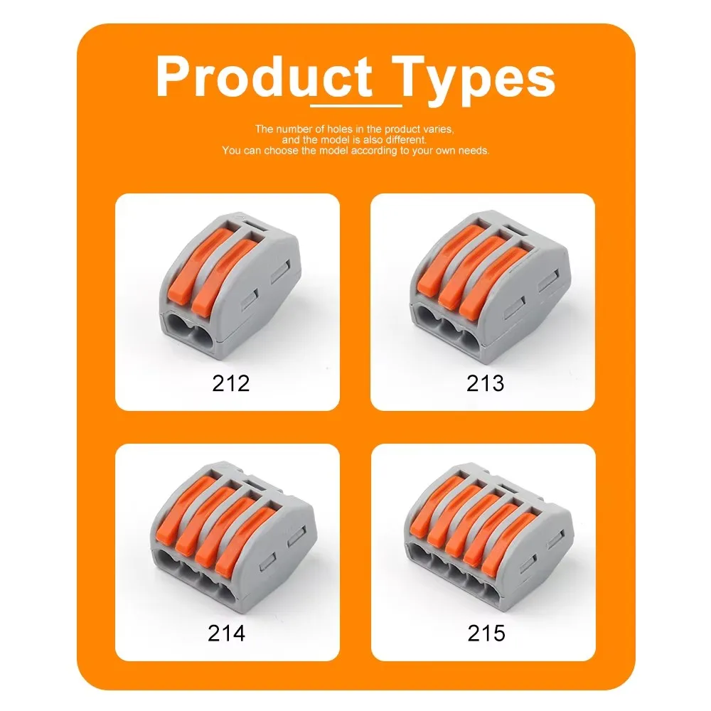 55 موصلات سلكية سريعة، موصلات رافعة دفع سريع، كتل طرفية كهربائية مع صندوق تخزين، للأسلاك #3