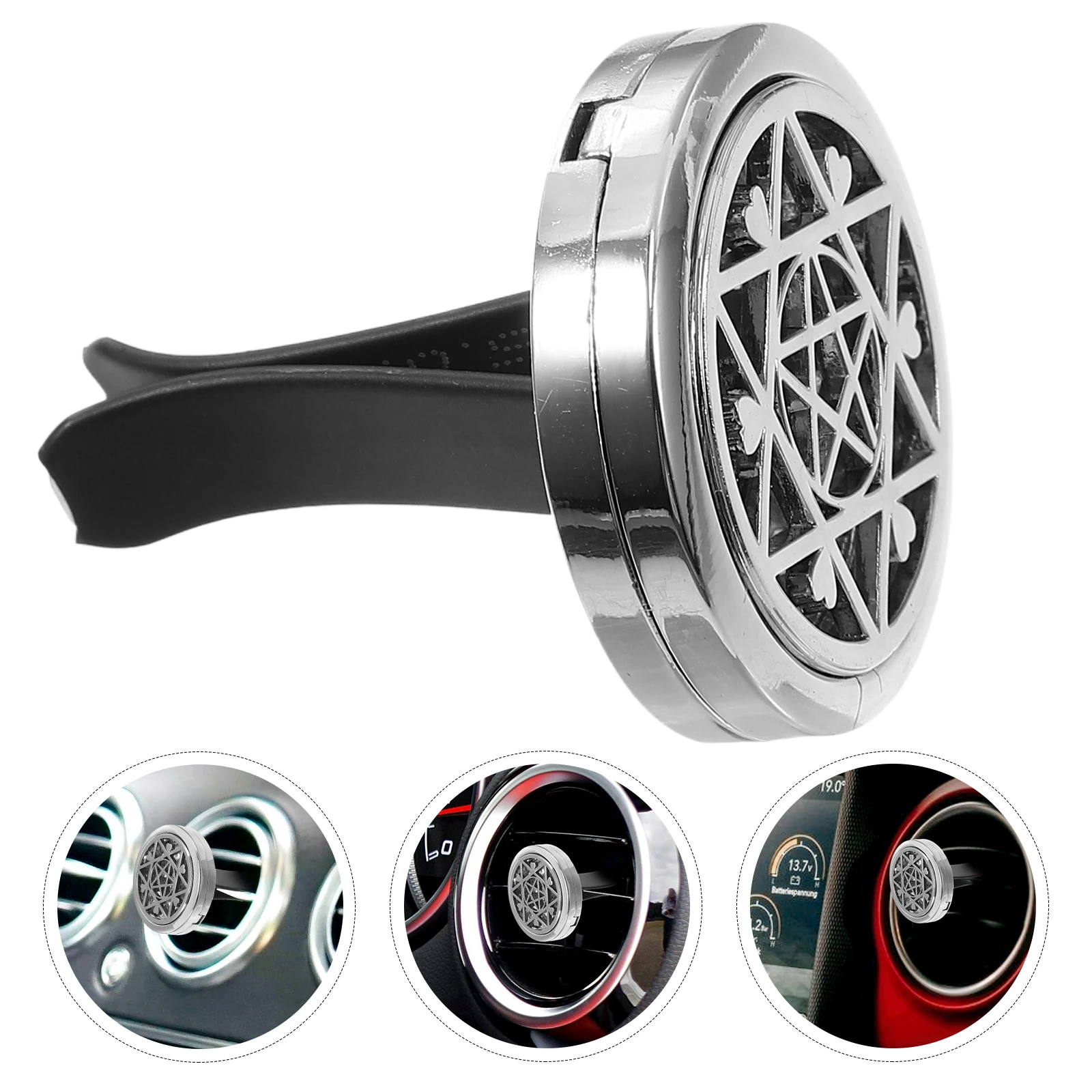 

Essential Oil Diffuser Car Fragrance Stainless Steel Perfume Clip Air Freshener for Vent Mini Aromatherapy Stylish Hollow Design
