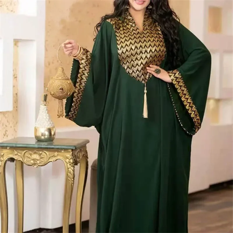 

African Muslim Kaftan Abaya Chiffon Dress Women Dubai Abayas Evening Gown Hooded Dress Plus Size Boubou Musulmane Djellaba Femme