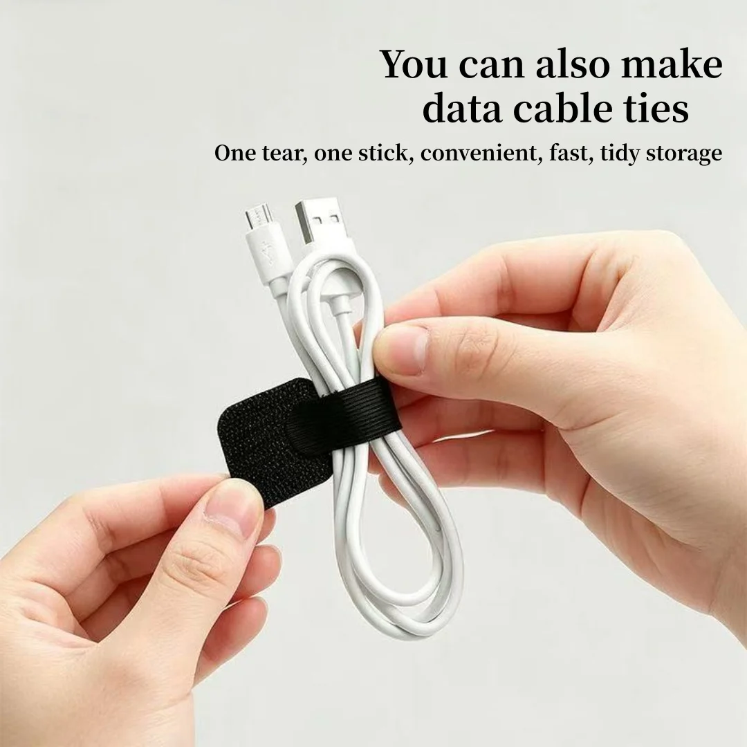 Hook and loop cable ties, self-adhesive cable management straps, reusable, suitable for under desks, homes, and offices