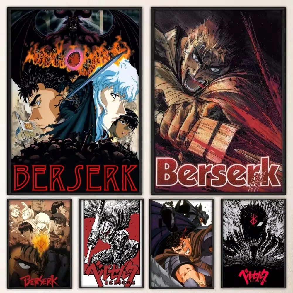 Berserk Anime Poster Fancy Poster Wall Sticker for Living Room Bar Vintage Decorative Canvas Painting