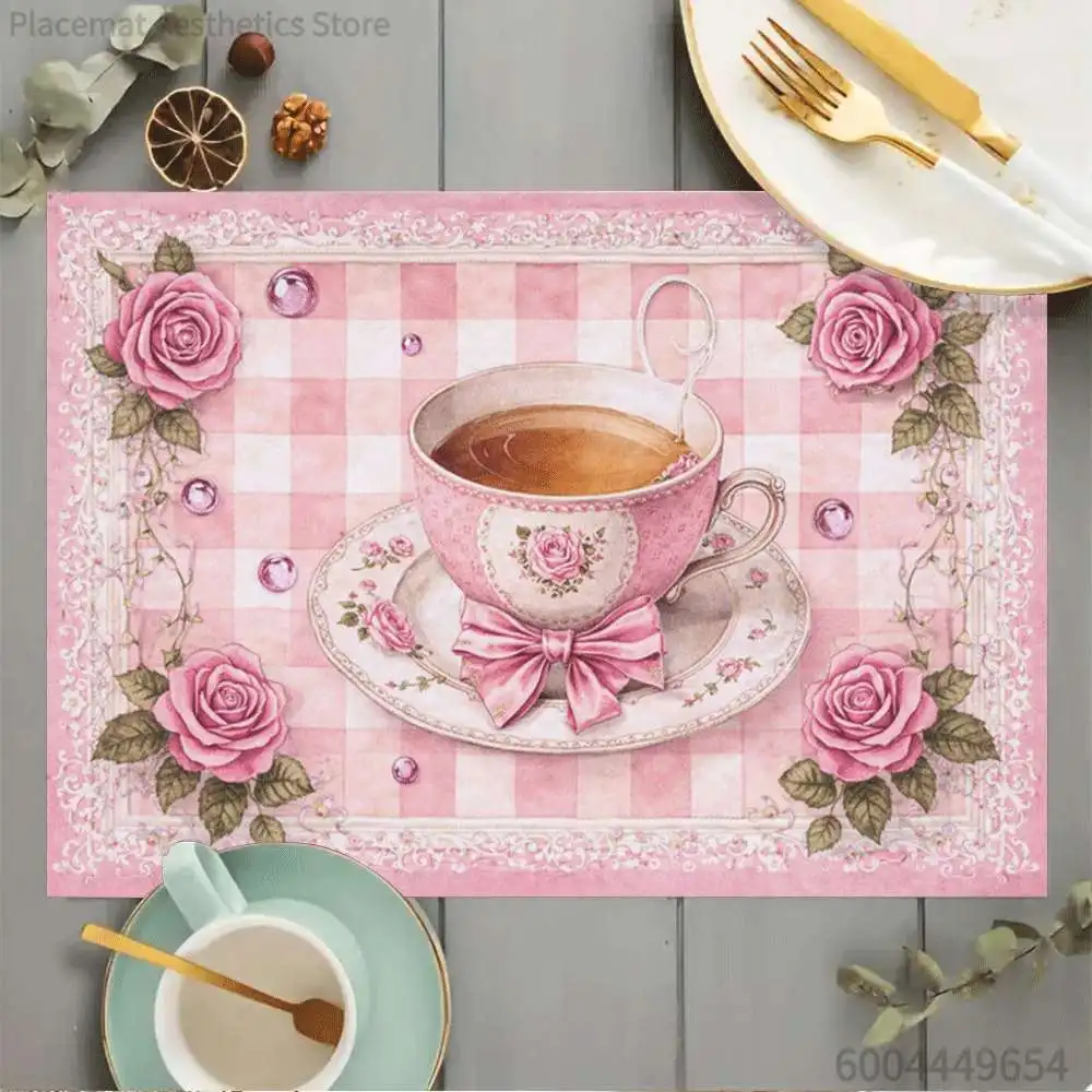 Vintage Mixed Floral Skull Butterfly Print Super Absorbent Drying Mat Waterproof Kitchen Counter Drain Pad Decor Placemat