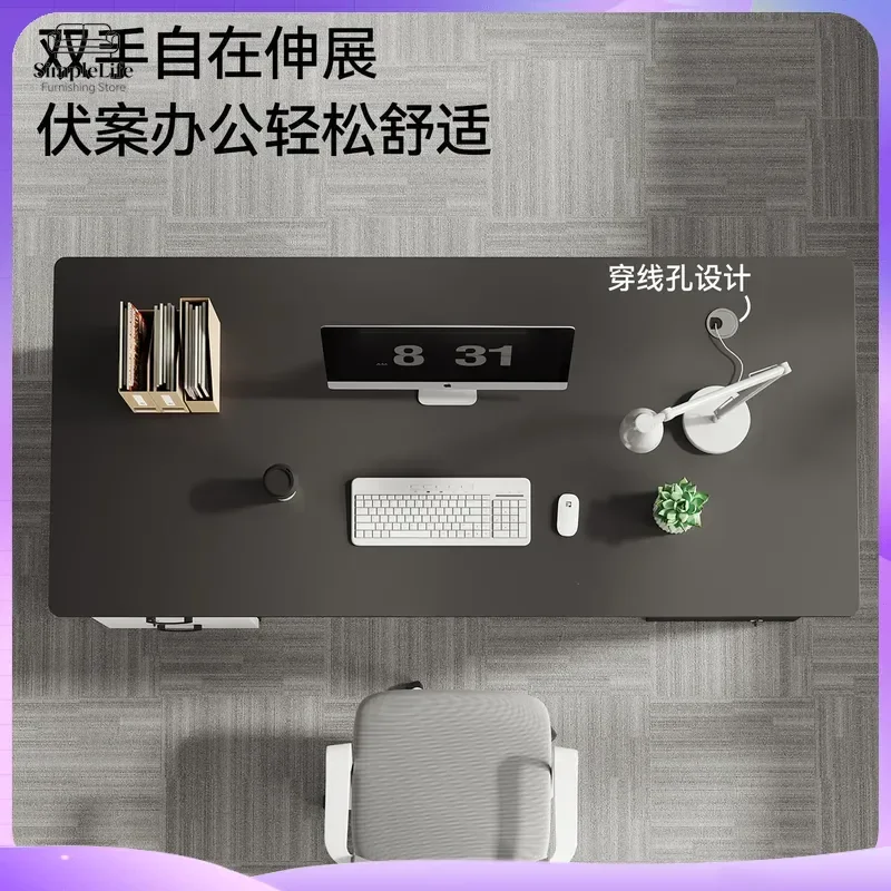 Modern Minimalist Computer Desk for Home Office Workstation Ergonomic L-Shaped Desk with Cable Management Adjustable Height