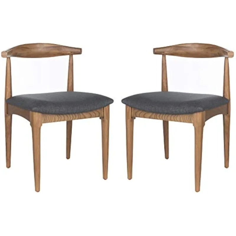 Home Lionel Retro Walnut and Dark Grey Cushion Dining Chair, Set of 2