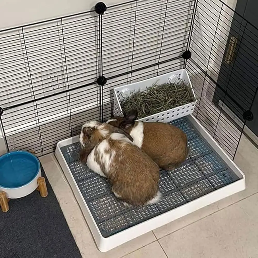 22x18 Super Large Rabbit Litter Box with Grate for Cage, Extra Large Bunny Restroom Tray Pan Toilet, Fits 2 Rabbits