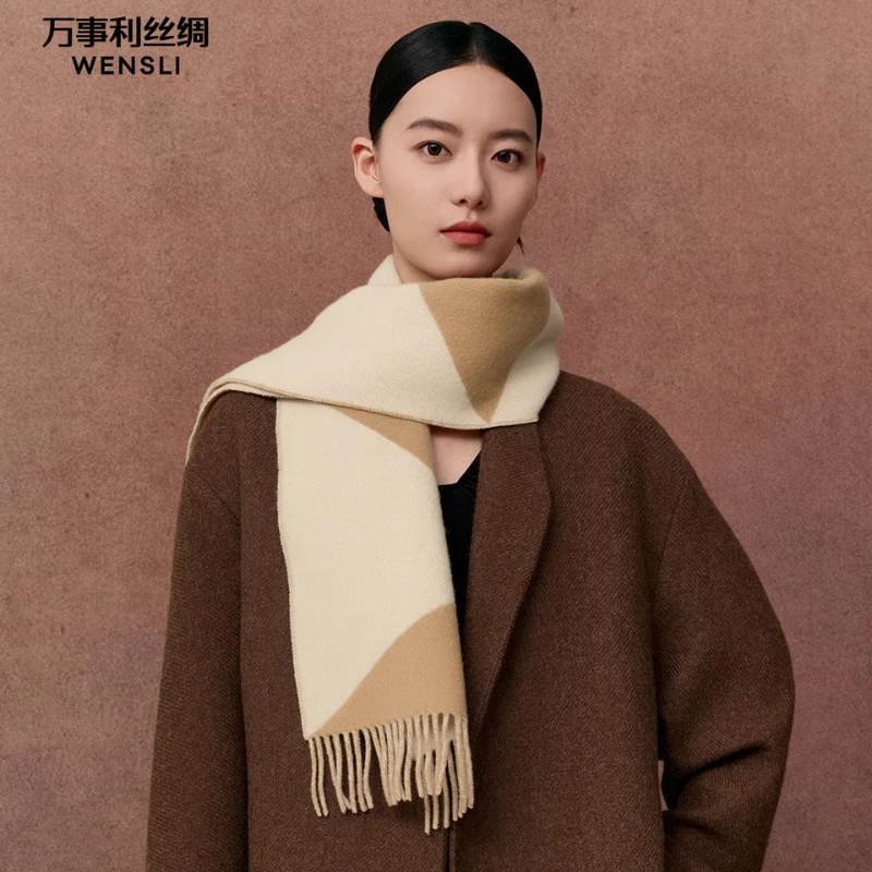 

Wensli осень/зима Новое поступление шарф из овечьей шерсти праздничный подарок теплая шаль теплый шерстяной шарф