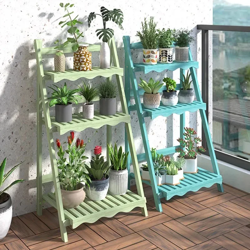 Stairs Adjustable Plant Shelves Living Room Wooden Outdoor Window Plant Stand Corner Countertop Soporte