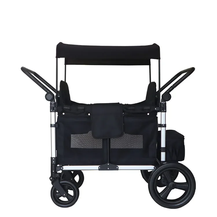 2024 New Design Aluminum Alloy 4 Seats Large Capacity Safety Foldable Portable Travel Car Stroller  Wagon  Stroller