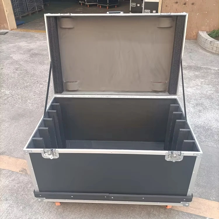 Size Rental LED Screen Display High Quality Road Cases Transportation Box Flight Case with Wheels Black Aluminum